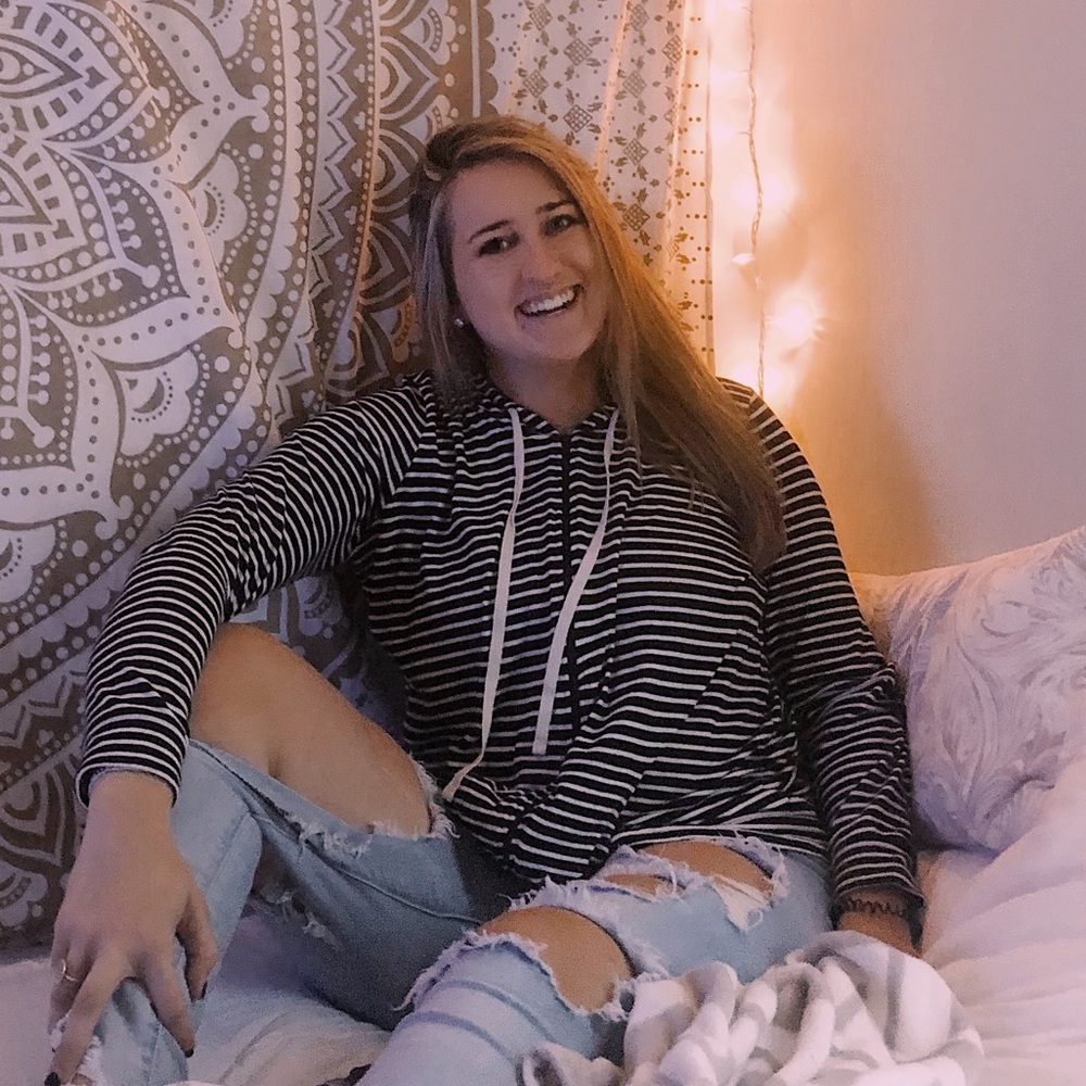Gray and white stripped jacket!